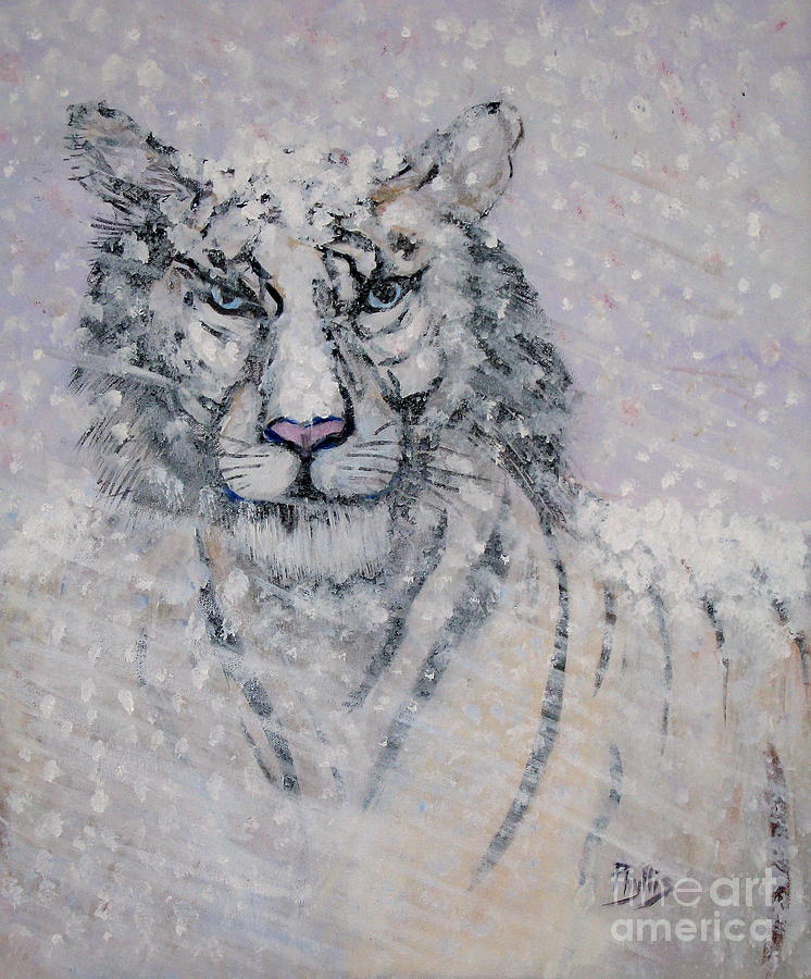 Chairman of the Board Or White Tiger Painting by Phyllis Kaltenbach