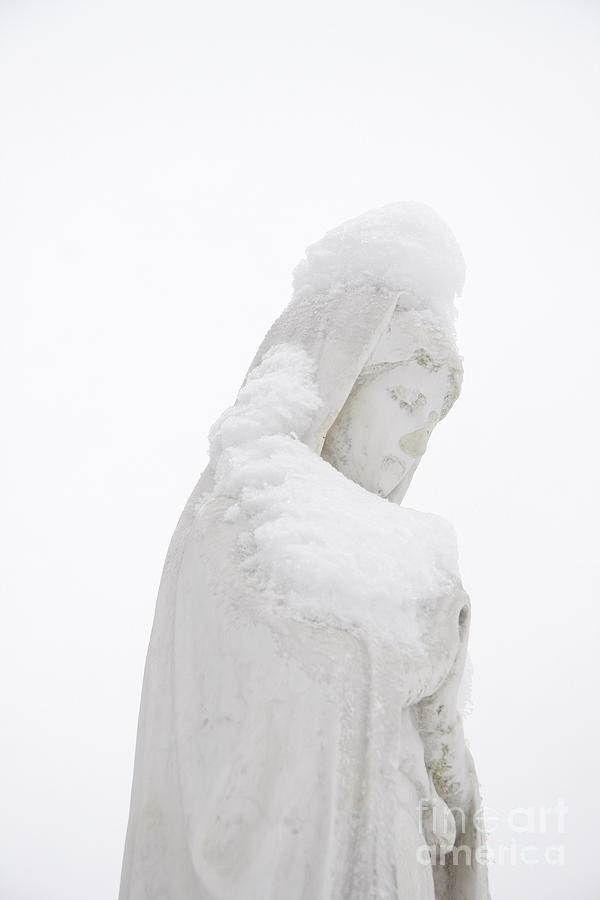 Virgin Mary Photograph - Snowy White Virgin Mary by Jonathan Welch