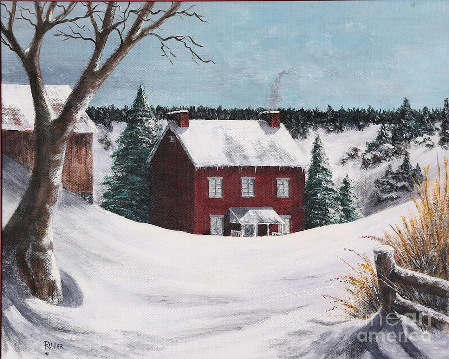 Snowy Winter Day Painting by Rita Miller - Fine Art America