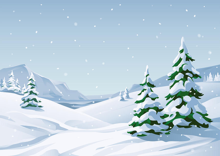 Snowy Winter Landscape Drawing by Kbeis