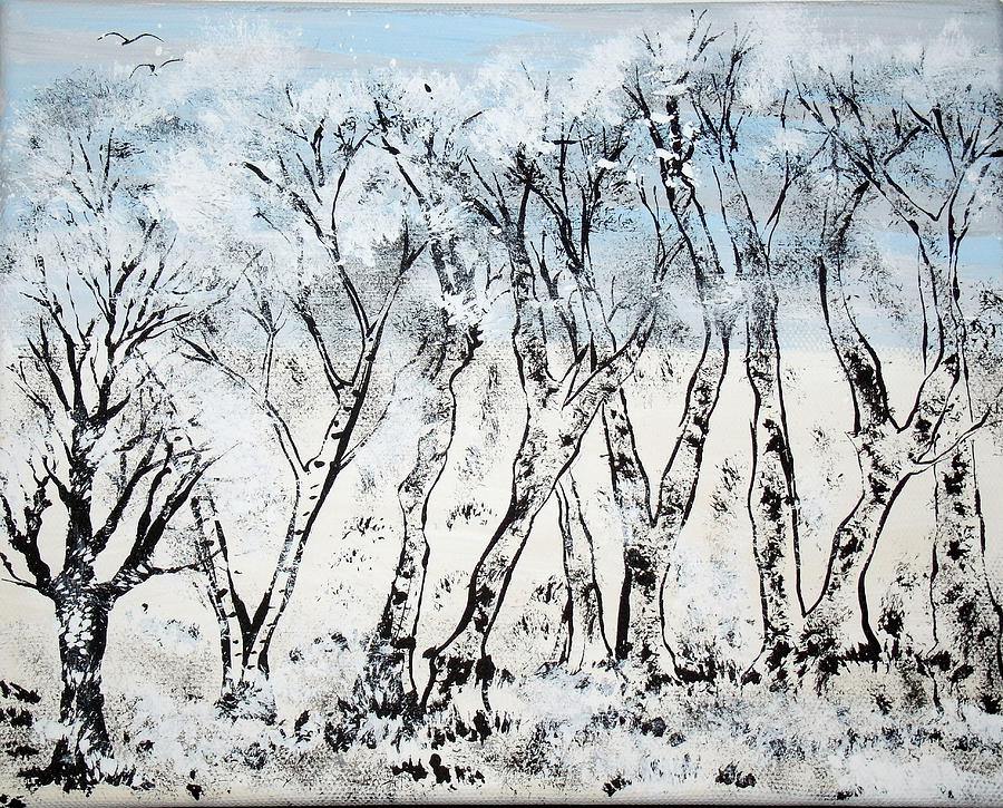 Winter Painting - Snowy Winter Trees by Daniel Nadeau