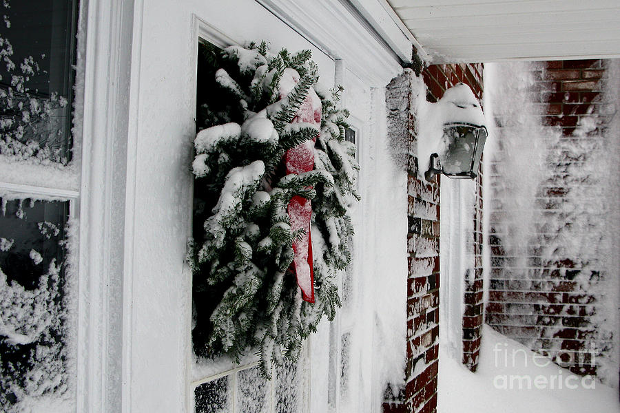 Christmas Photograph - Snowy Wreath  by Deborah Bowie