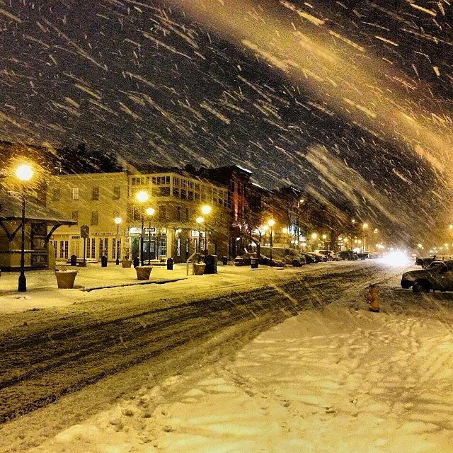 Baltimore Photograph - #snowynight #snow #fellspoint by Melaney Wolf