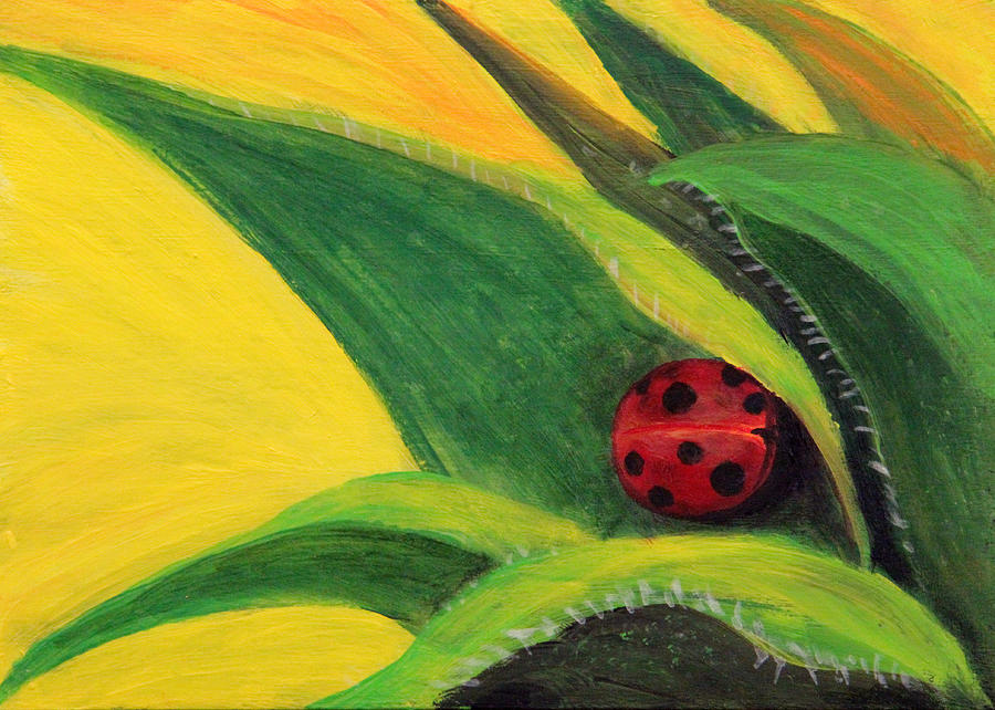 Snug Ladybug Painting by Janet Greer Sammons