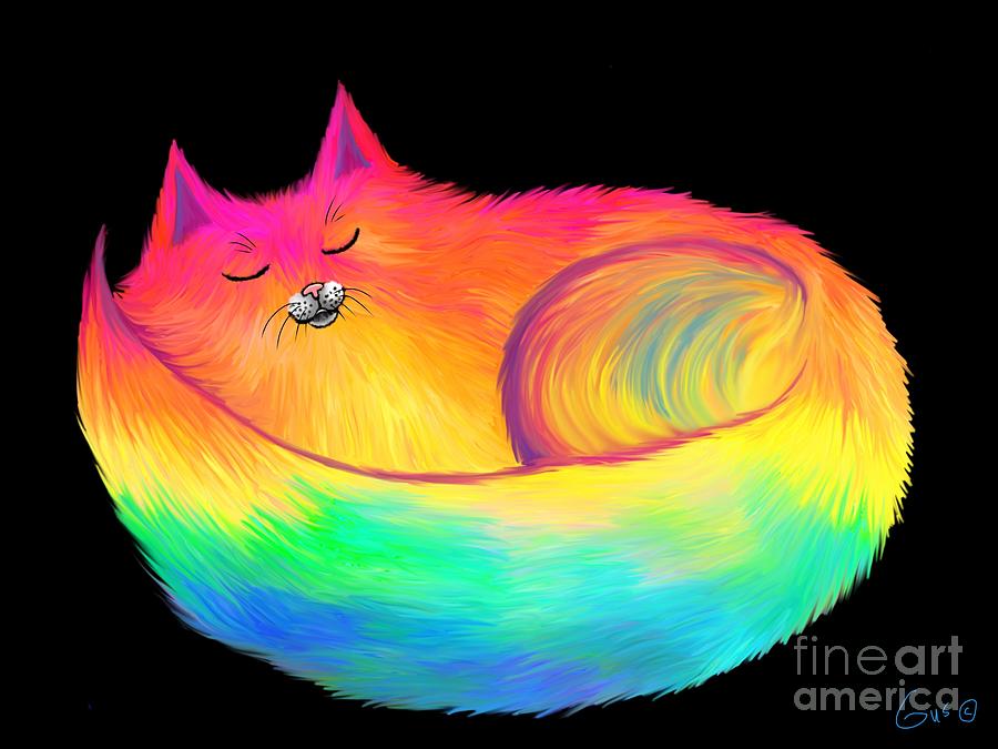 Snuggle Cat Painting by Nick Gustafson