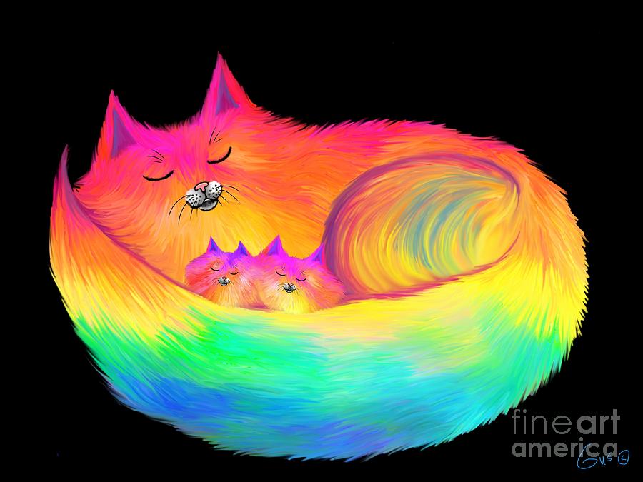 Snuggle Cats Painting by Nick Gustafson