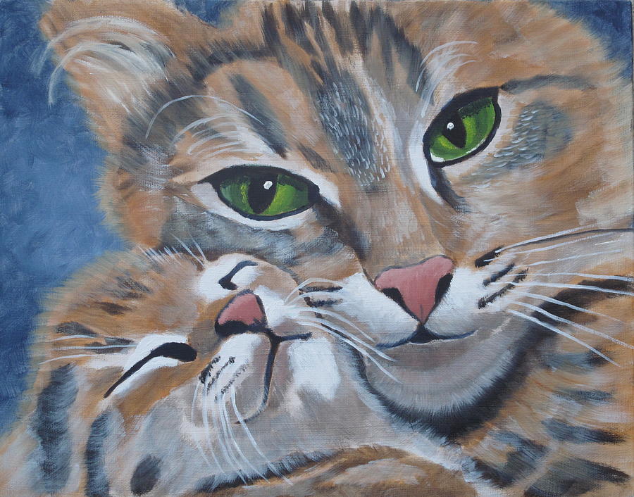 Snuggle Kitties Painting by Kathie Camara