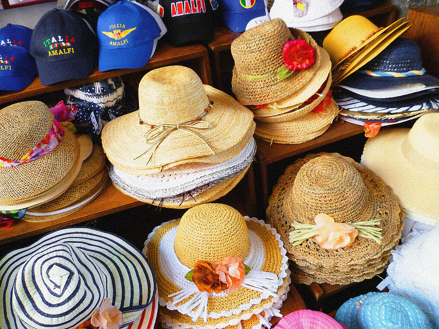 Hat Photograph - So Crazy For Hats Amalfi Market Italy Summer by Irina Sztukowski