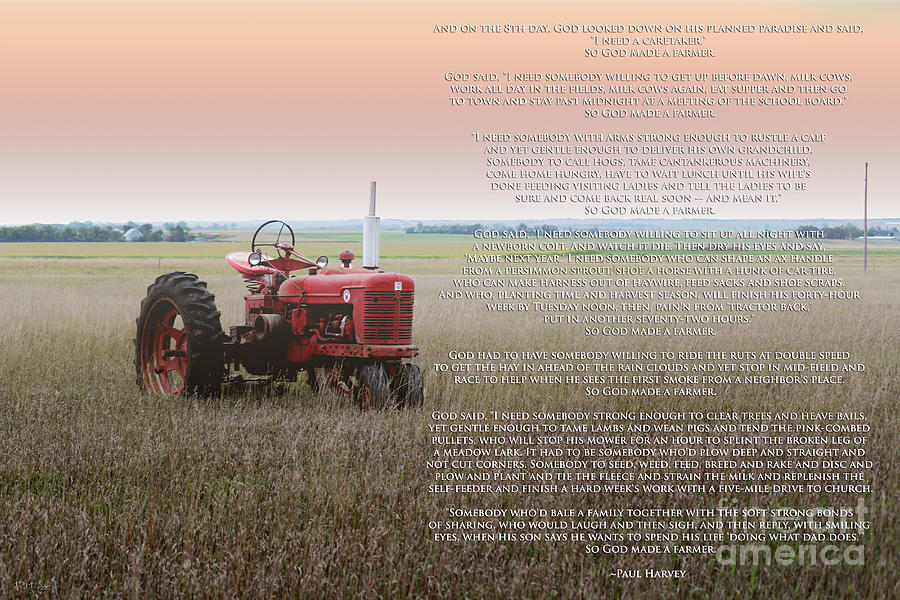 Printable So God Made A Farmer Poem Words