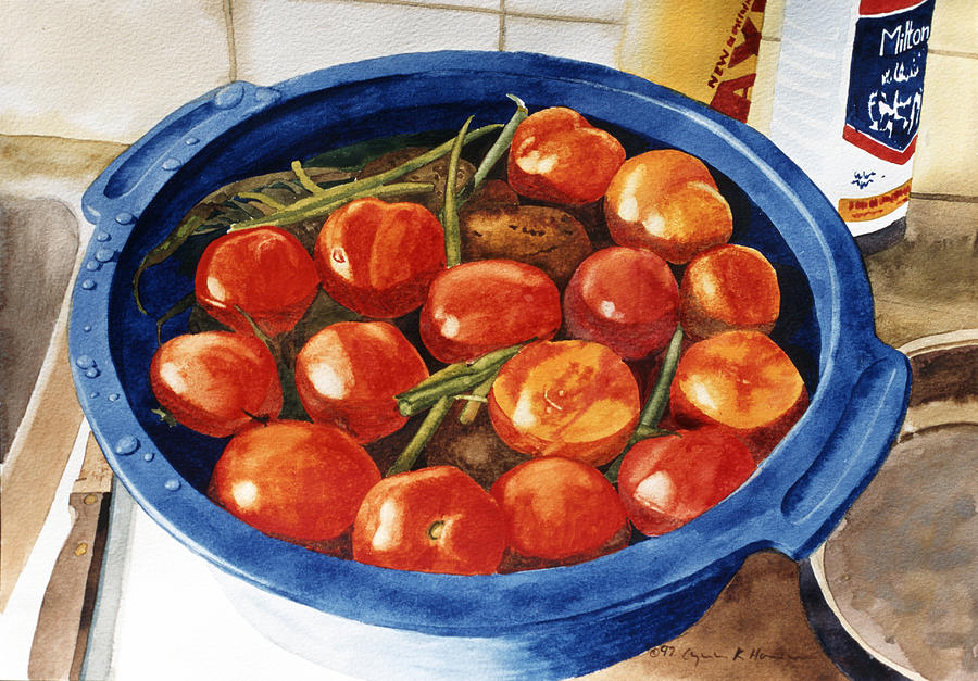 Soaking Tomatoes Painting by Lynn Hansen