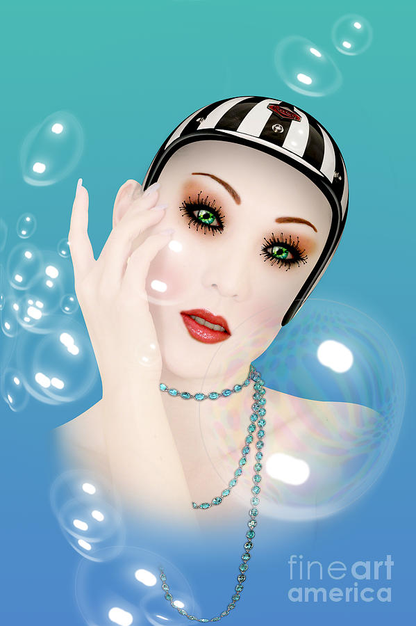 Unique Digital Art - Soap Bubble woman  by Mark Ashkenazi