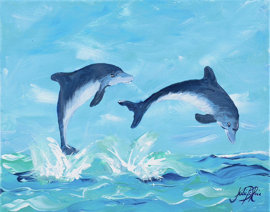 Dolphin Digital Art - Soaring Dolphins II by Julie Derice
