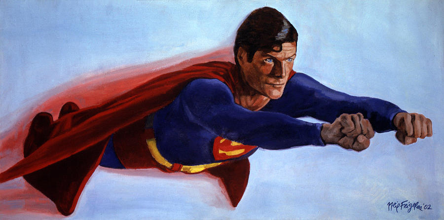 Man Of Steel Painting - Soaring the Skies Above by Neil Feigeles