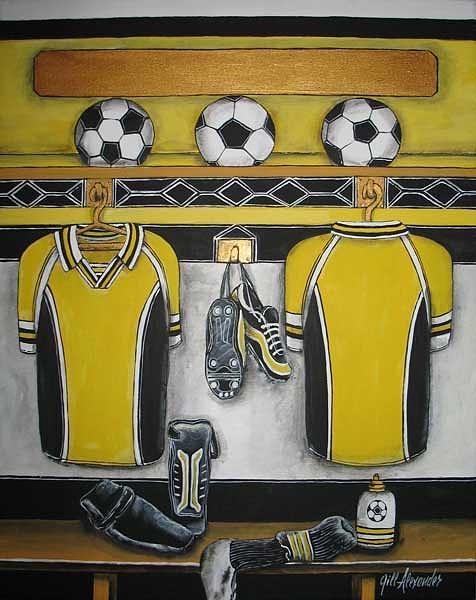 Soccer - yellow shirts Painting by Jill Alexander