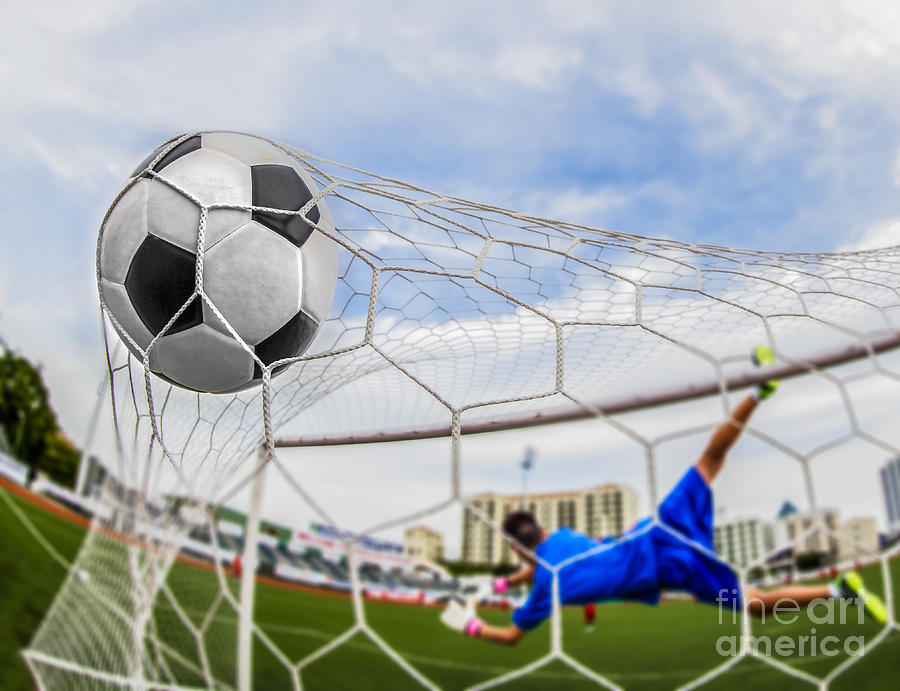 Soccer Photograph - Soccer Ball In Goal  by Anek Suwannaphoom