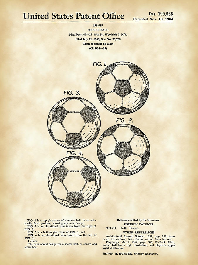 Soccer Ball Patent 1964 - Vintage Digital Art by Stephen Younts