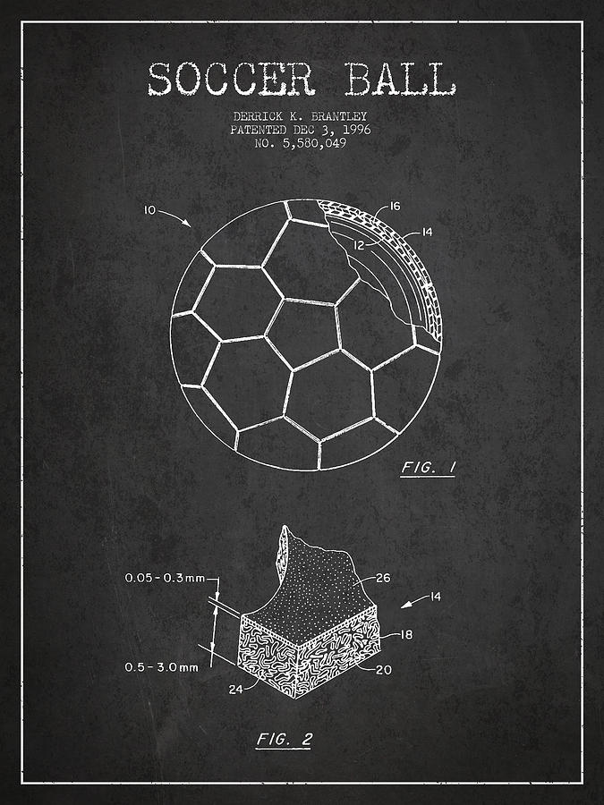 Soccer Ball Patent Drawing From 1996 - Dark Digital Art