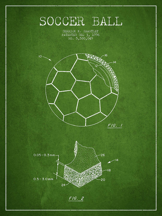 Soccer Ball Patent Drawing From 1996 - Green Digital Art
