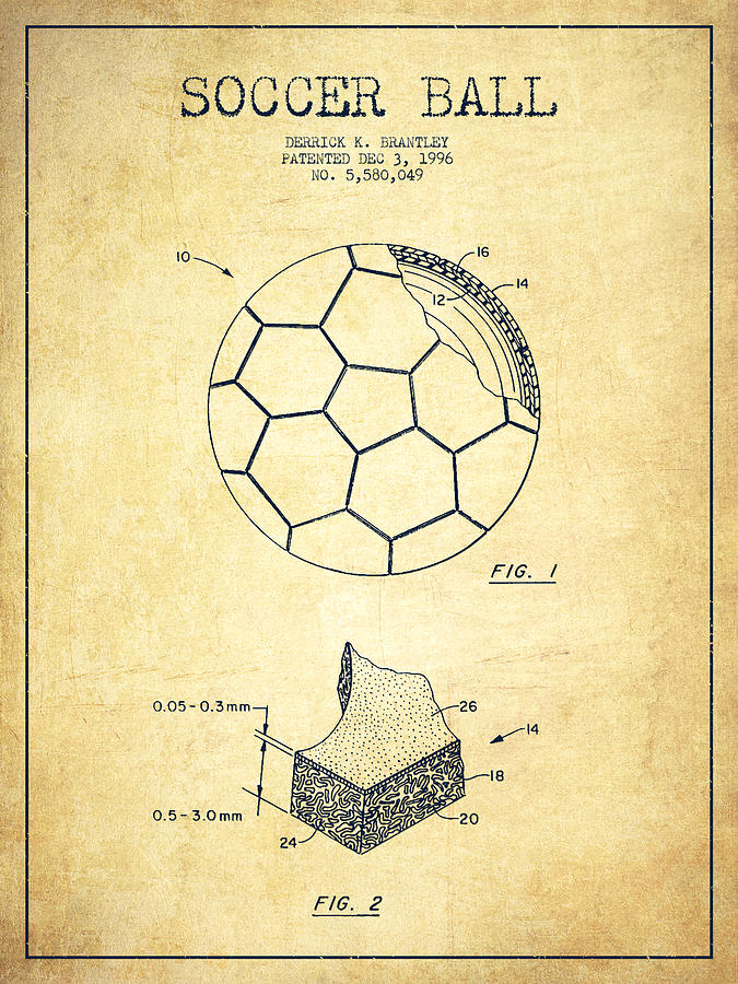 Soccer Ball Patent Drawing From 1996 - Vintage Digital Art