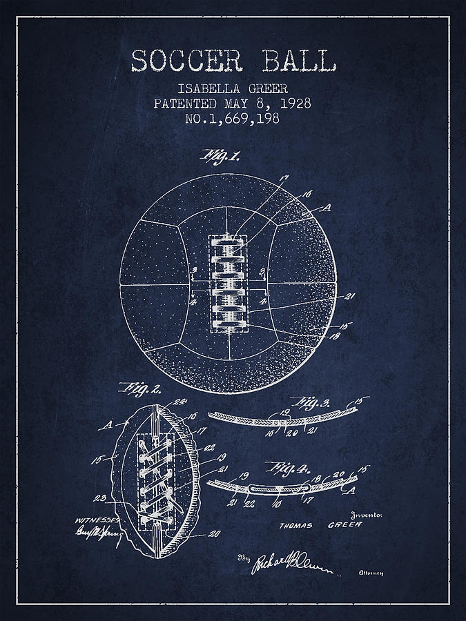 Soccer Digital Art - Soccer Ball Patent from 1928 by Aged Pixel