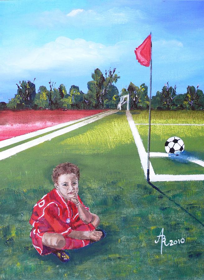 Soccer Field Painting by Anna Ruzsan