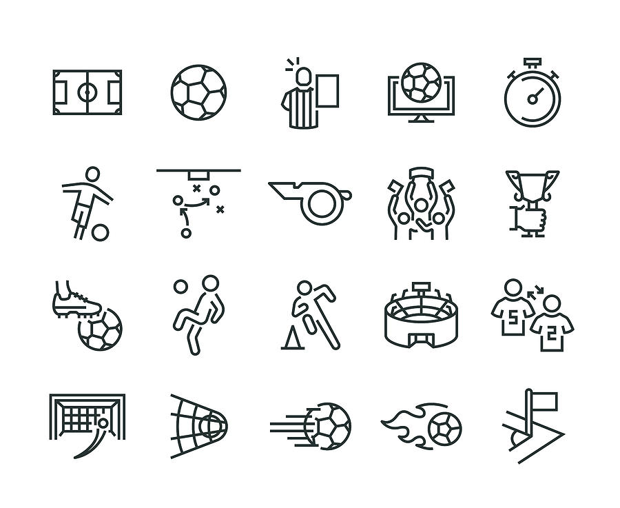 Soccer Icon Set Drawing by Enis Aksoy