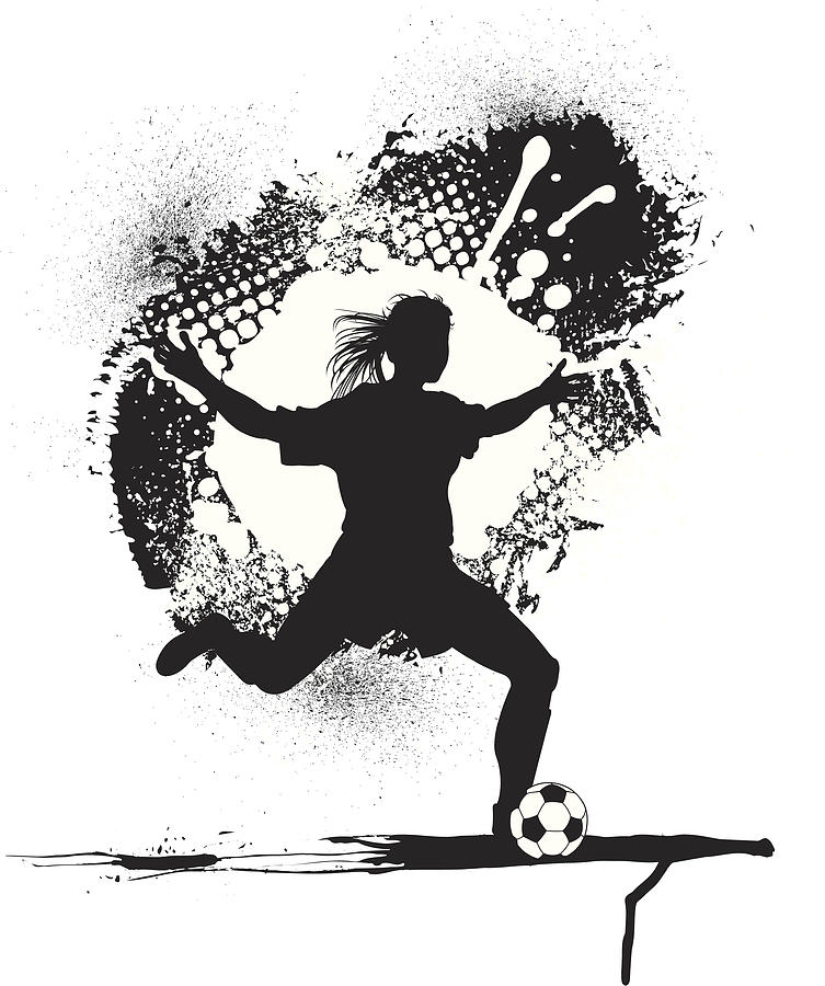 Soccer Player Grunge Graphic - Girls Drawing by KeithBishop