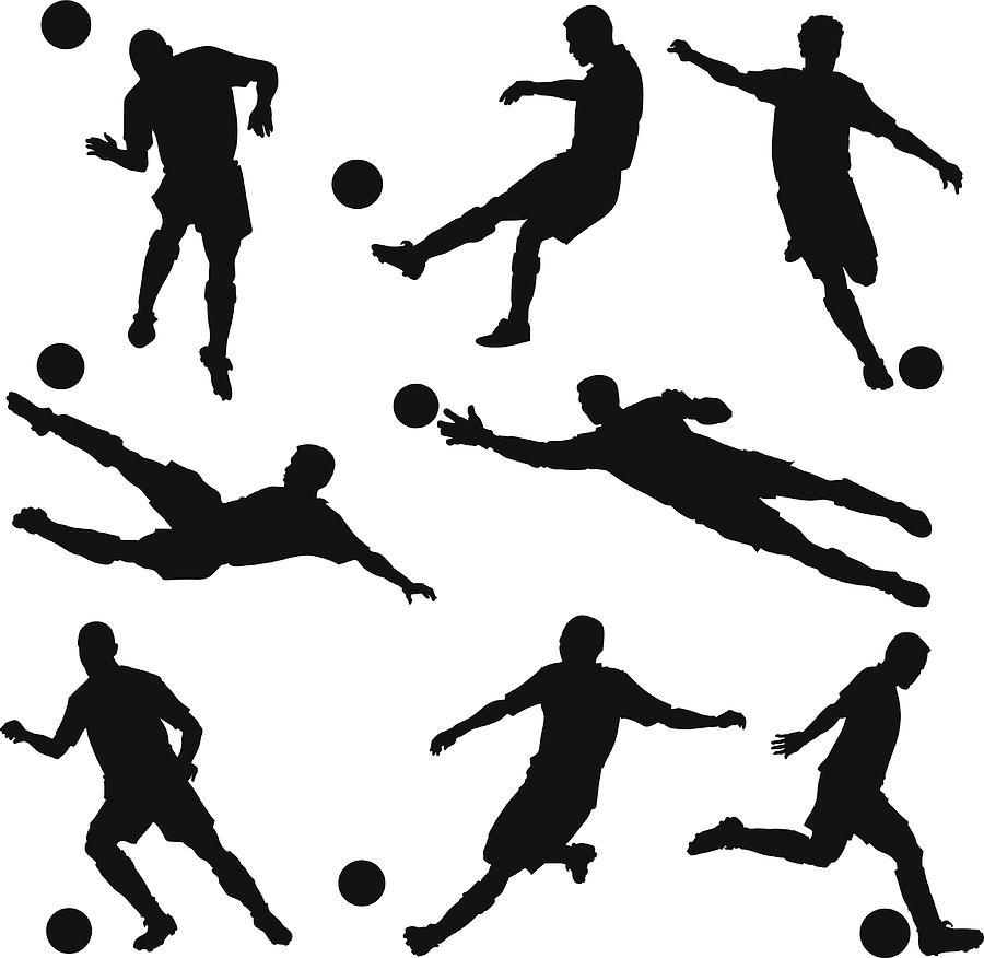 Soccer Players Silhouettes Drawing by VasjaKoman
