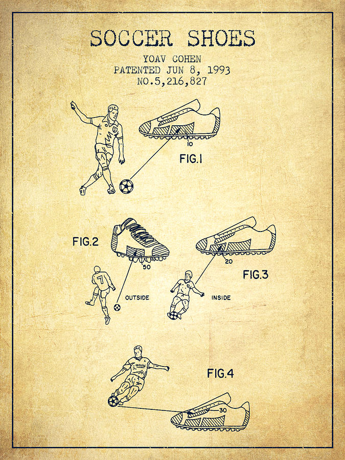 Soccer Shoes Patent From 1993 - Vintage Digital Art
