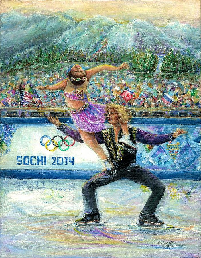 Sochi 2014 - Ice Dancing Painting by Bernadette Krupa