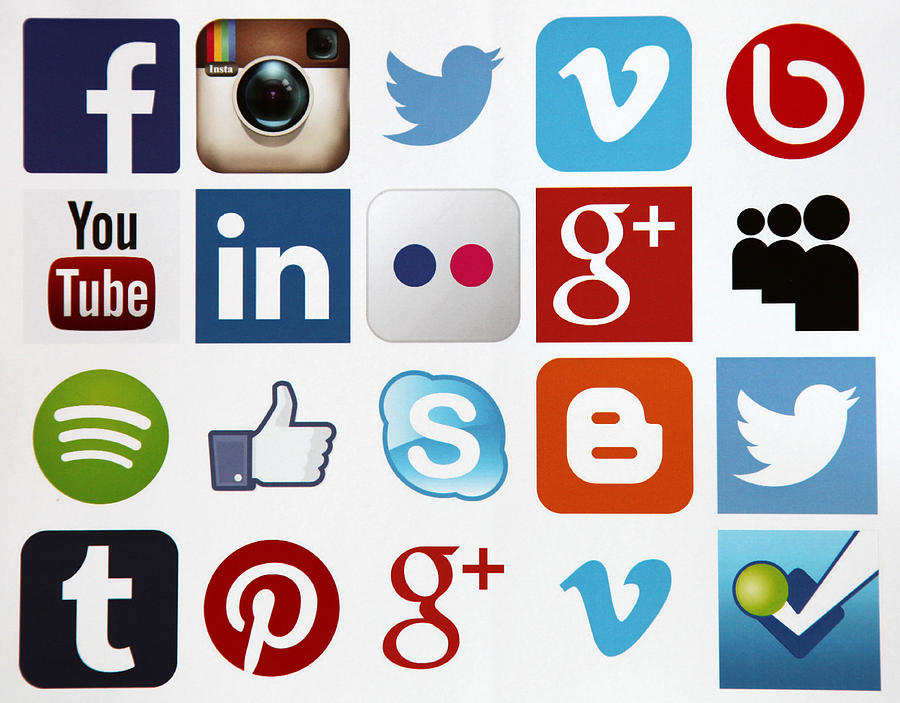 Social media icons internet mobile app application Photograph by Alexsl