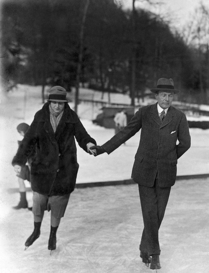 Society Ice Skating In Tuxedo, NY Photograph by Underwood Archives