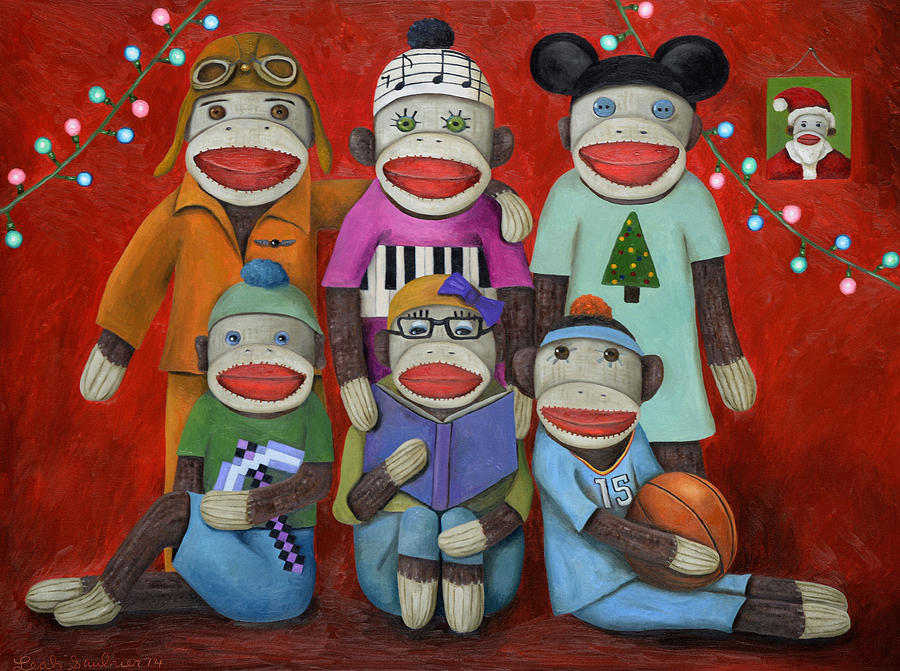 Sock Doll Family Portrait  Painting by Leah Saulnier The Painting Maniac
