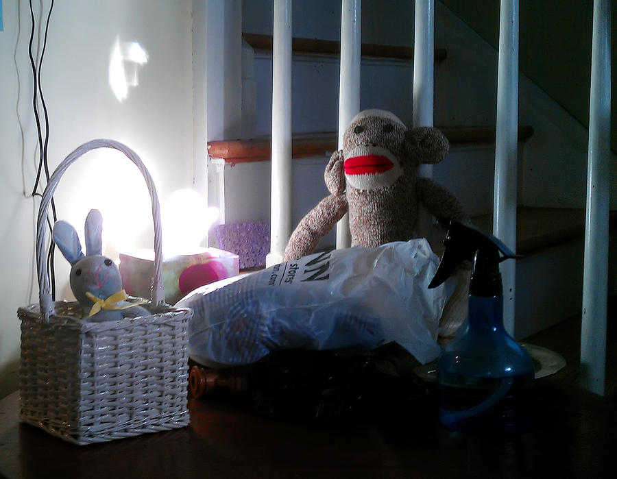 Sock Monkey and Easter Basket Photograph by Hans Kaiser Sock Monkey and Easter Basket Photograph by Hans Kaiser