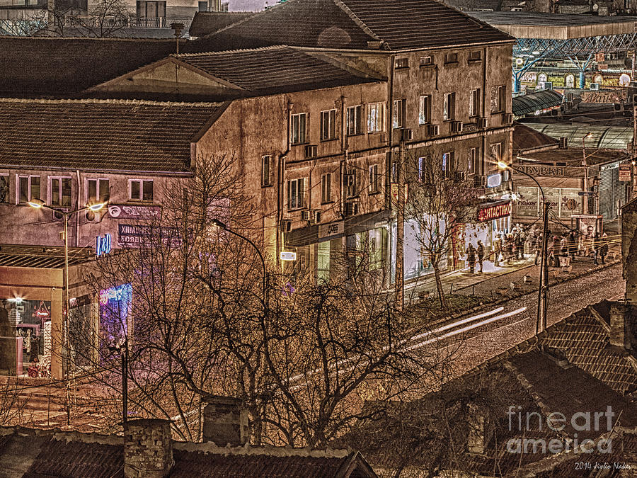Sofia Night Street View From My WIndow Photograph by Jivko Nakev