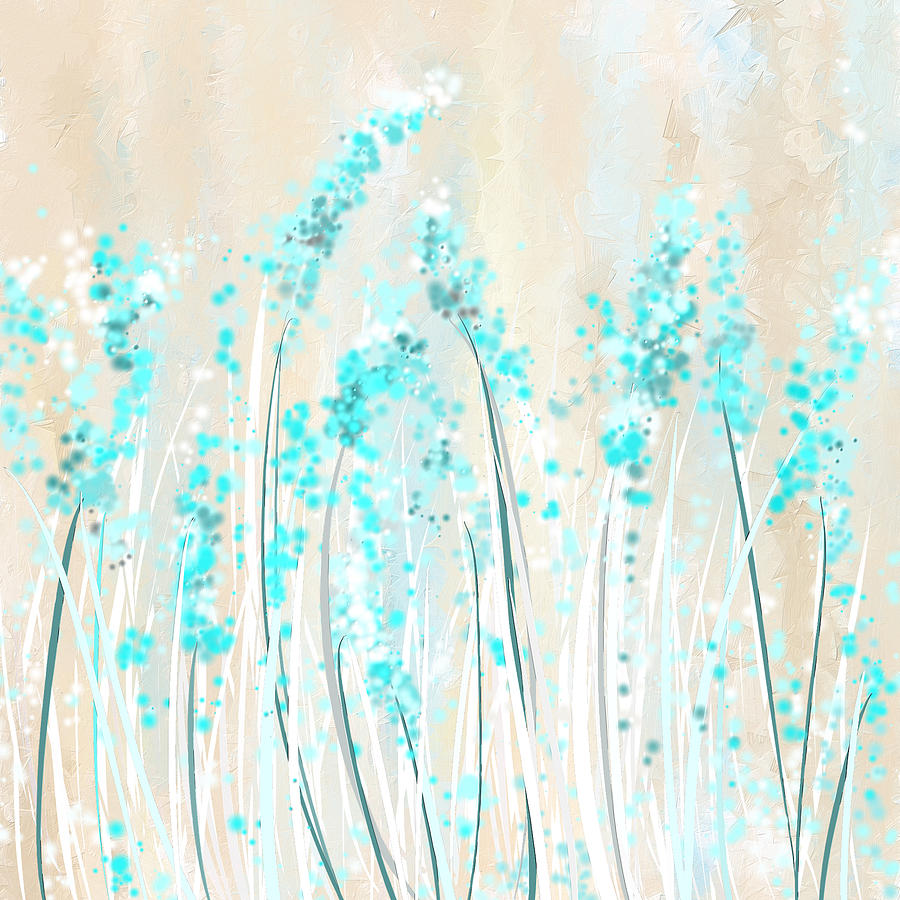 Soft Blues- Teal And Cream Art Painting by Lourry Legarde