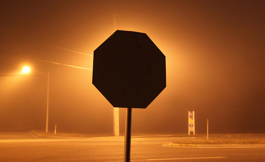 Soft Fog At The Stop Sign Photograph by Ross Lewis