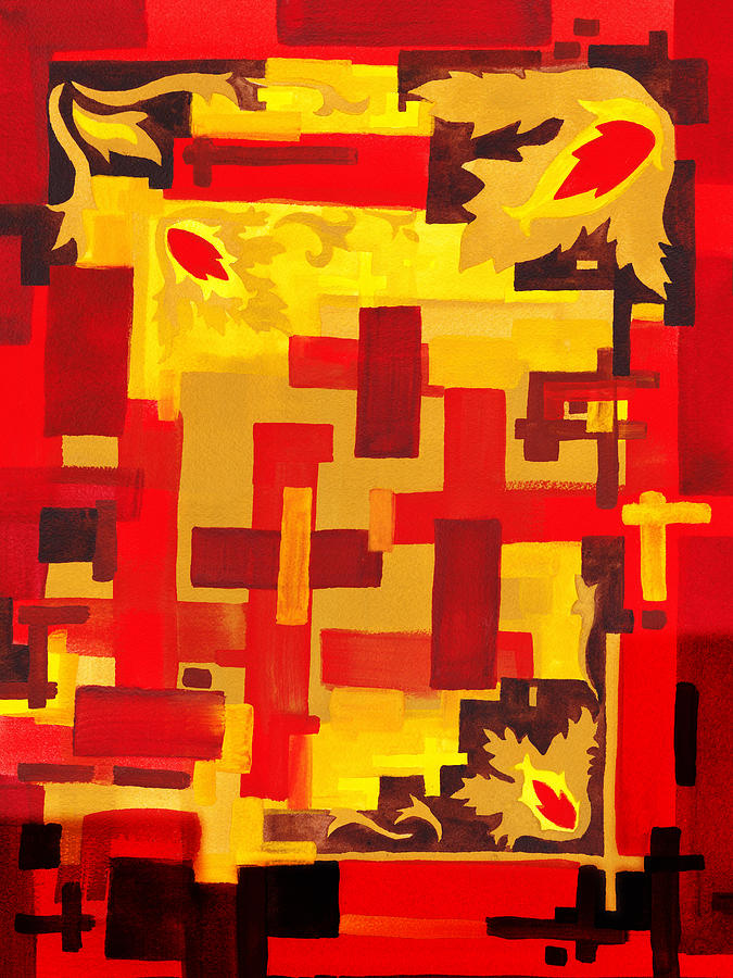 Soft Geometrics Abstract In Red And Yellow Impression VI Painting by Irina Sztukowski