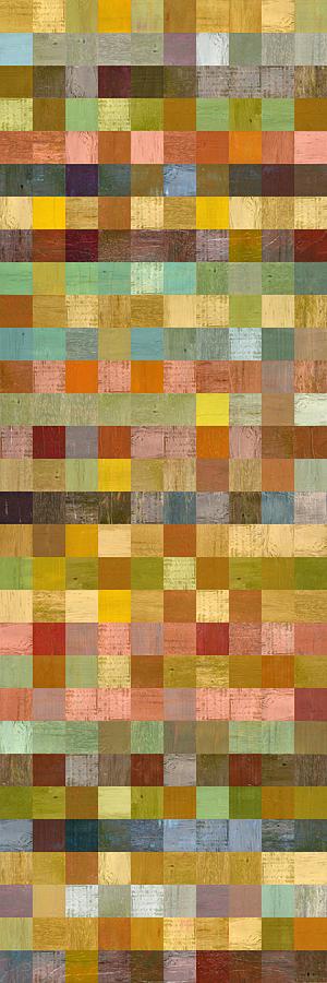 Abstract Painting - Soft Palette Rustic Wood Series Collage lll by Michelle Calkins