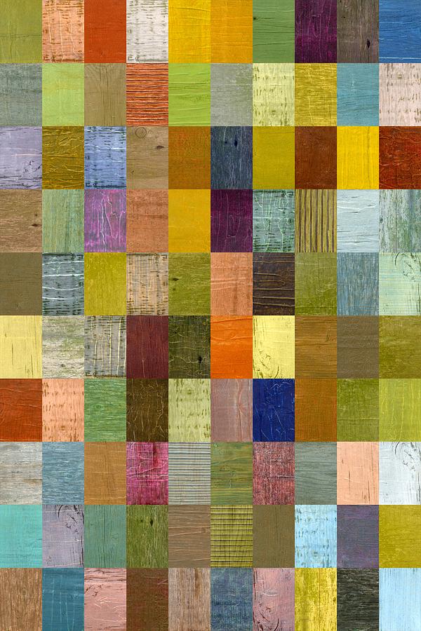 Abstract Painting - Soft Palette Rustic Wood Series With Stripes 2x3 by Michelle Calkins