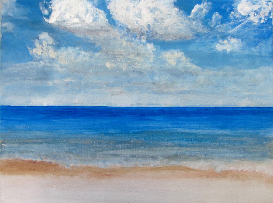 Soft Sea Waves Beach Paintings Painting by Nimanthi Ekanayake