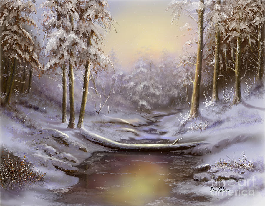 Winter Painting - Softly Falling by Sena Wilson