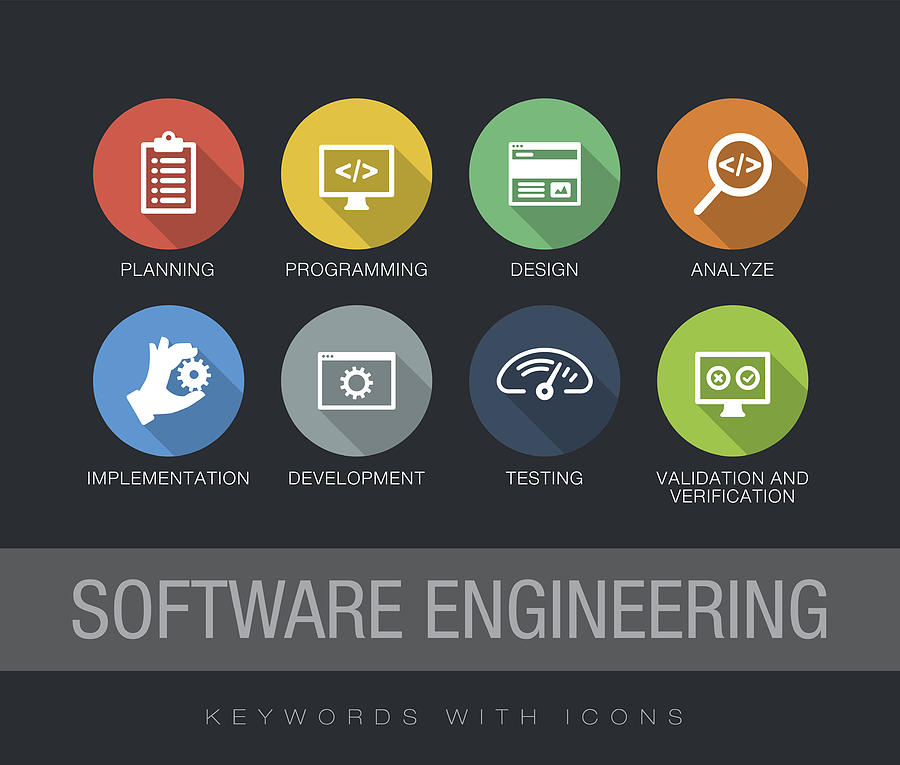 Software Engineering keywords with icons Drawing by Enisaksoy