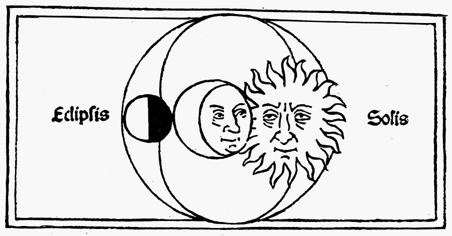 Solar Eclipse, 1482 Drawing by Granger