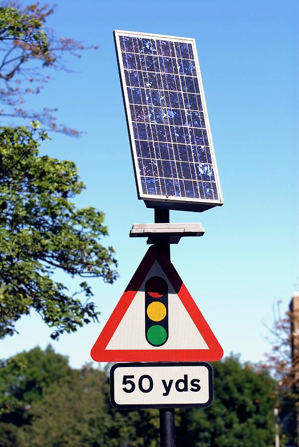 Solar-powered Road Sign Photograph by Simon Fraser/science Photo Library
