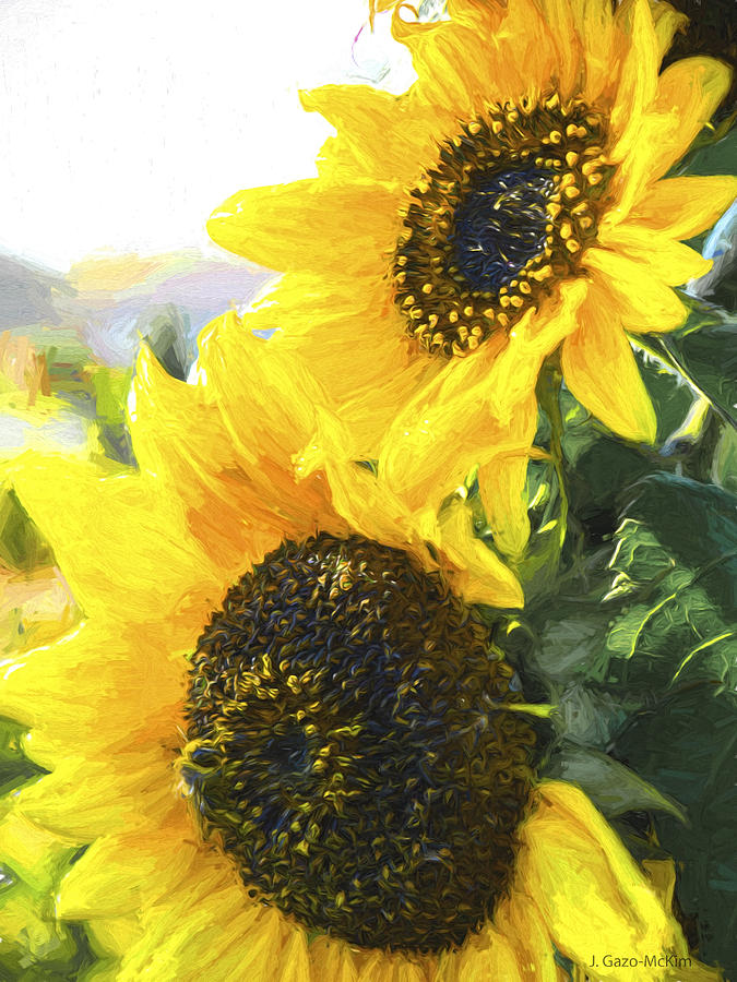 Nature Digital Art - Solar Sunflowers by Jo-Anne Gazo-McKim