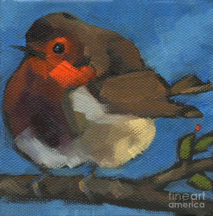 SOLD - Rockn Baby Robin Painting by Nancy  Parsons