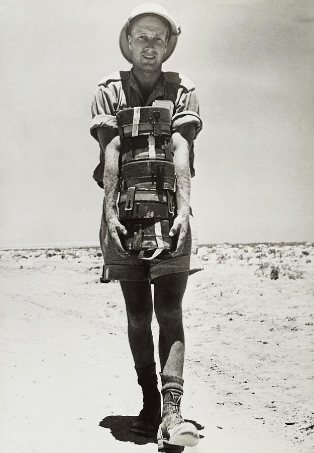 Soldier Carrying Mines Photograph by Library Of Congress