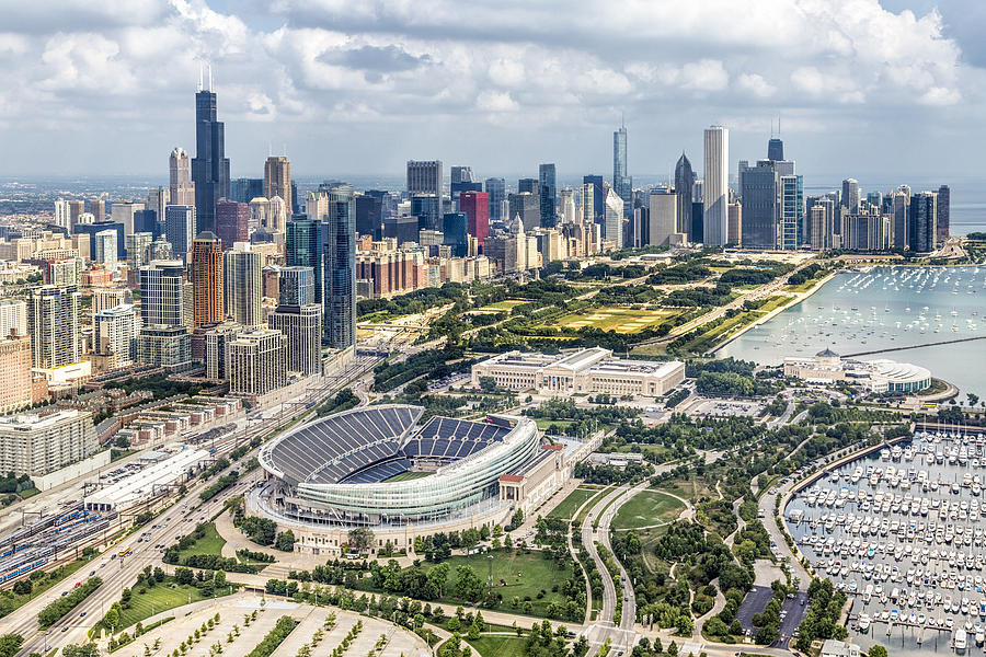 Soldier Field and Chicago Skyline Photograph by Adam Romanowicz