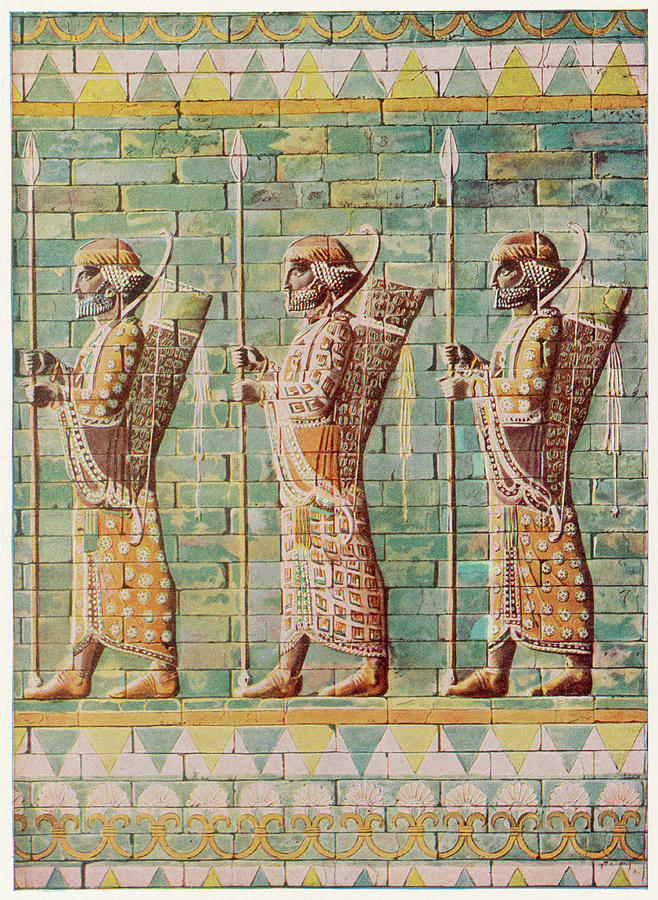 Soldiers From Elam, Armed With Spear Drawing by Mary Evans Picture ...